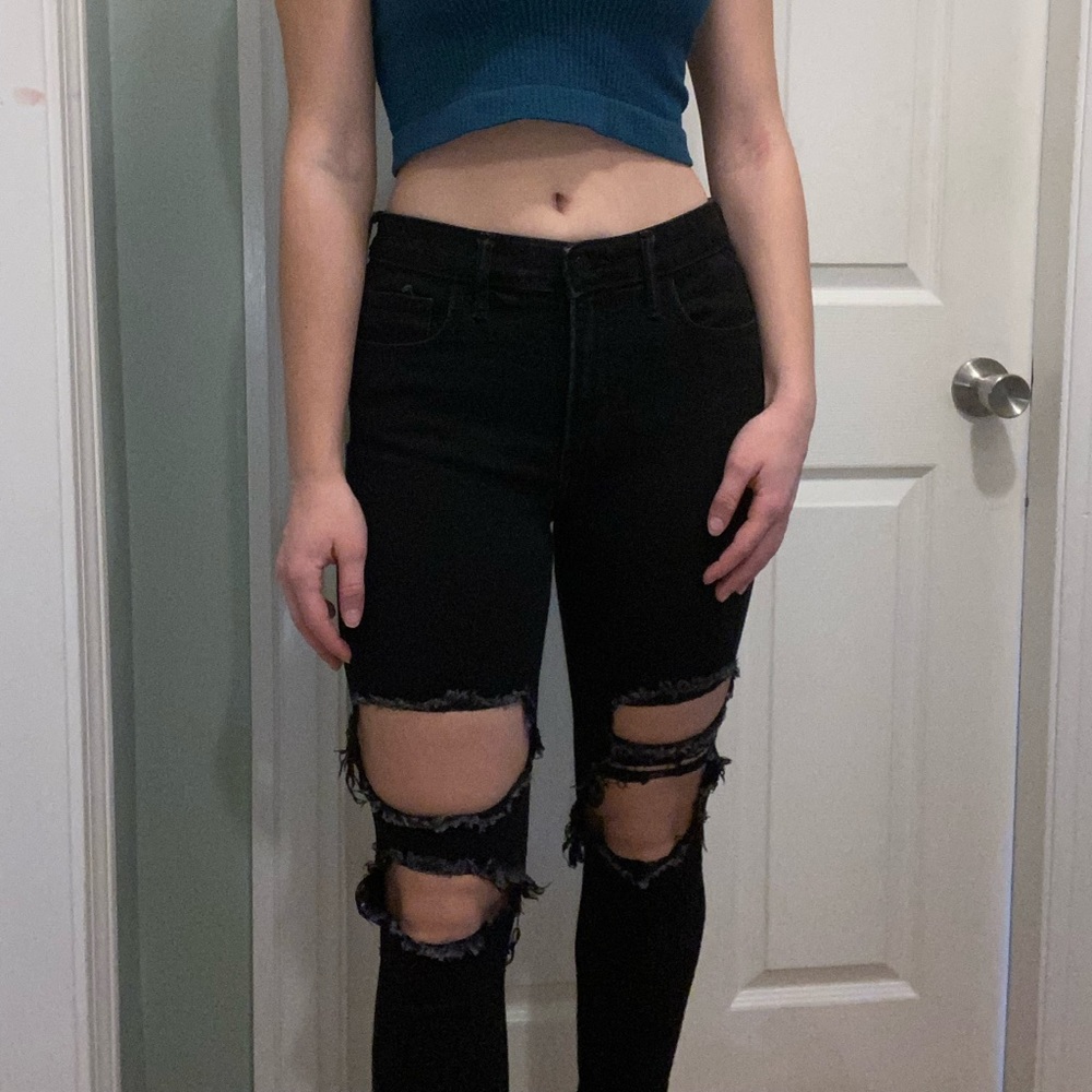 hollister, ripped skinny jeans